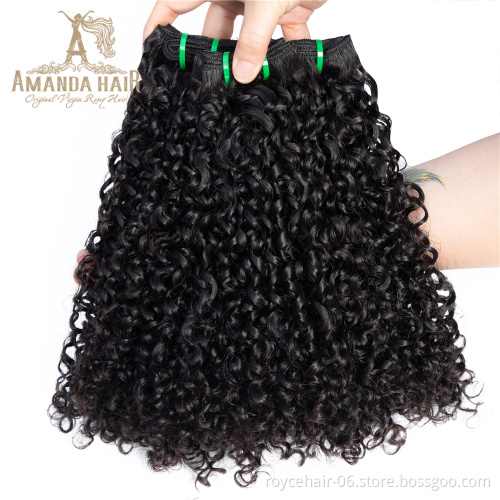 Amanda 10a 11a Fumi Super Double Drawn Virgin Indian Human Hair Pixie Curls 3 Bundles with Lace Frontal Closure